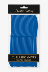 Royal Blue Plastic Knives - Pack of 20