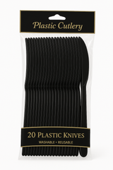 Jet Black Economy Plastic Knives - Pack of 20