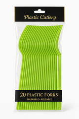 Kiwi Green Plastic Forks - 20 Pack