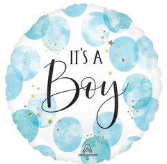 Blue Watercolor "It's a Boy" Foil Balloon - 18 Inch