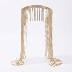 Gold Rhinestone Fringe Headband - Halloween Costume Accessory