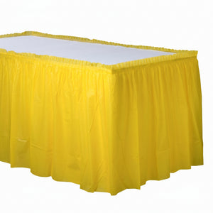 Vibrant Yellow Plastic Table Skirt - 168" x 29"