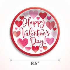 Loving Hearts Valentine's Day Paper Plates - 8.5"