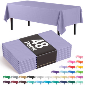 Lavender Plastic Table Cover | Case of 48 - 54 In. x 108 In.