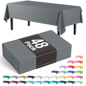 Silver Plastic Table Cover | Case of 48 - 54 In. x 108 In.
