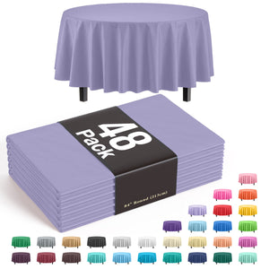 Round Lavender Plastic Table Cover - 84 in. | Case of 48