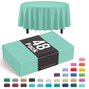 Round Mint Plastic Table Cover - 84 in. | Case of 48