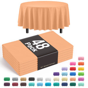 Round Peach Plastic Table Cover - 84 in. | Case of 48