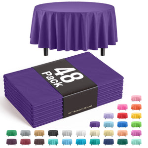 Round Purple Plastic Table Cover - 84 in. | Case of 48