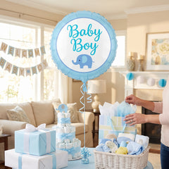 Baby Boy Elephant Foil Balloon - 18" Mylar