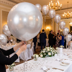 Silver 24" Pearl Latex Balloons - 4 Pack