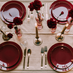 8 In. Burgundy Classic Design Plates | 10 Count