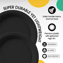 7 in. Black Plastic Plates | 20 Ct.