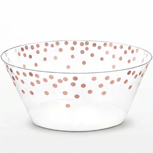 Rose Gold Polka Dot Large Plastic Serving Bowl - 116 Oz.