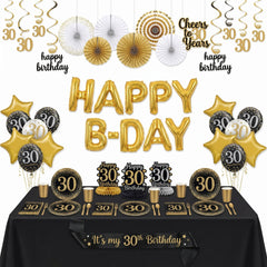 87 Pcs 30th Deluxe Birthday Party Kit - For 8 Guests