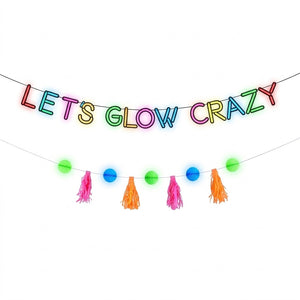 "Let's Glow Crazy" Birthday Banner Set