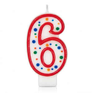 Polka Dot Number 6 Birthday Candle | 3 In.