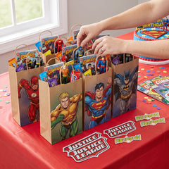Justice League Heroes Unite Customizable Kraft Gift Bags - 8 Pack