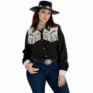 Women's Plus Size Western Fringe Shirt - Halloween Costume Accessory