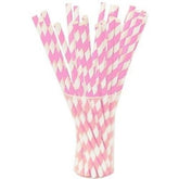Pink Striped Paper Straws | 100 Count
