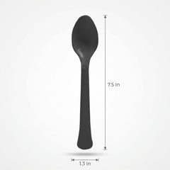 Heavy-Duty Black Plastic Spoons, 50 Count - 7.5 in.