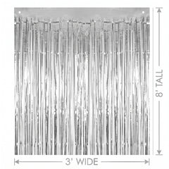Shimmering Silver Metallic Curtain - 3' x 8'