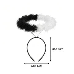 Twisted Angel Fuzzy Halo Headband - Black and White