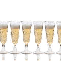 5 Oz. Gold Sparkle Plastic Flute Glasses | 144 Qty