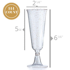 5 Oz. Gold Sparkle Plastic Flute Glasses | 144 Qty