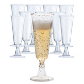 5 Oz. Silver Sparkle Plastic Flute Glasses | 144 Qty