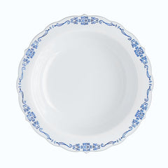 5 Oz. White/Navy Victorian Design Plastic Bowls | 120 Count