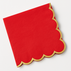 Red Scalloped Edge Hot Stamped Beverage Napkins