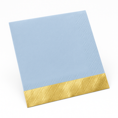 Elegant Blue Beverage Napkins with Gold Foil Accent