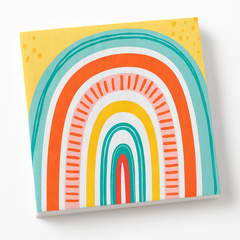 Retro Rainbow Paper Beverage Napkins - 16-Pack, 5-Inch, Colorful Party Supplies
