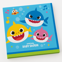 Baby Shark Beverage Napkins, 2-Ply, 16-Pack for Kids' Birthday Parties