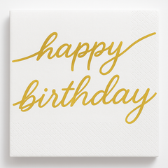 Golden Age "Happy Birthday" Gold Foil Beverage Napkins, 16-Pack