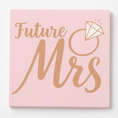 Blush "Future Mrs" Beverage Napkins - Rose Gold, 16-Pack
