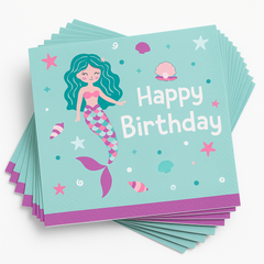 Enchanting Mermaid Birthday Lunch Napkins - 6.5 In. X 6.5 In.