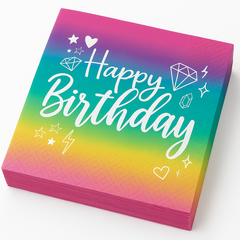 Sparkle "Happy Birthday" Lunch Napkins, Multi-Colored, 6.5-Inch, 16-Pack
