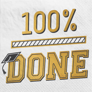 "100% Done" Graduation Luncheon Napkins - 6.5 In. x 6.5 In. - 16 Pack