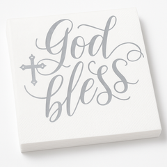 "God Bless" Silver Foil Luncheon Napkins - 6.5 In. x 6.5 In. - 16 Pack