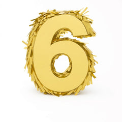 Metallic Gold Number 6 Mini Piñata Decoration