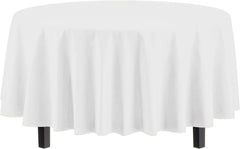 Round White Plastic Table Covers | 6 Pack - 84 in.
