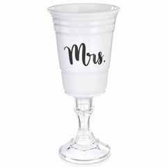 "Mrs." White Party Cup with Stand, 15oz - Fun Wedding Drinkware
