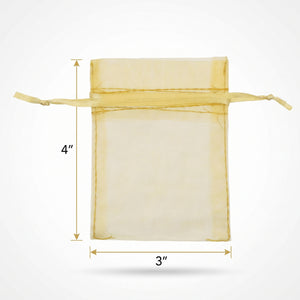 Elegant Gold Organza Wedding Favor Bags - 24 Pack