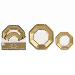Gold Premium 10" Octagonal Paper Plates - 20 Pack