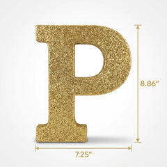 Glitter Gold Letter "P" Decorative Standing Sign