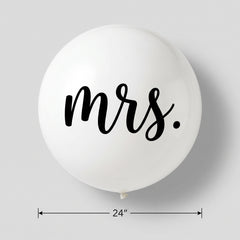 Elegant "Mrs." Wedding Latex Balloon, 24-Inch - White/Black