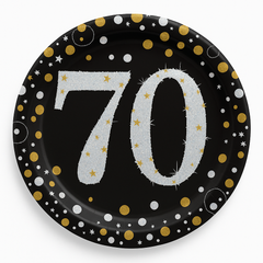 Celebrate 70th Birthday 7" Round Prismatic Plates