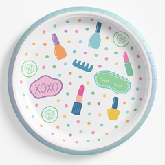 Spa Party 7" Iridescent Round Paper Plates - 16 Pack